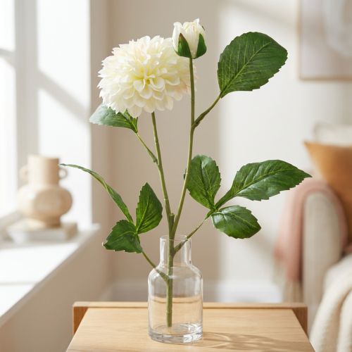 Dália művirág krémzöld 2 virág 60cm | Floristik24.hu