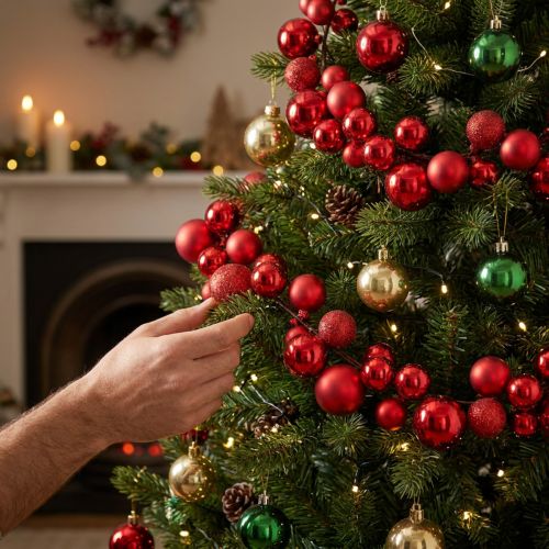 tételeket Piros gömbdísz girland 160cm karácsonyfadísz girland