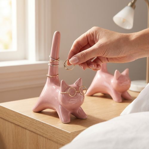 tételeket Macska Dekoratív Figura, Ideális Dekoráció Hálószobába És Fürdőszobába, 14cm, 2 Darab