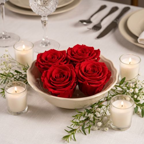 Igazi rózsafejek Infinity Roses Red Prémium Ø8.5cm 4 db | Floristik24.hu