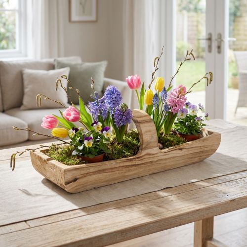 Fából készült kosár füllel, Paulownia fa, 56×16cm M16cm | Floristik24.hu