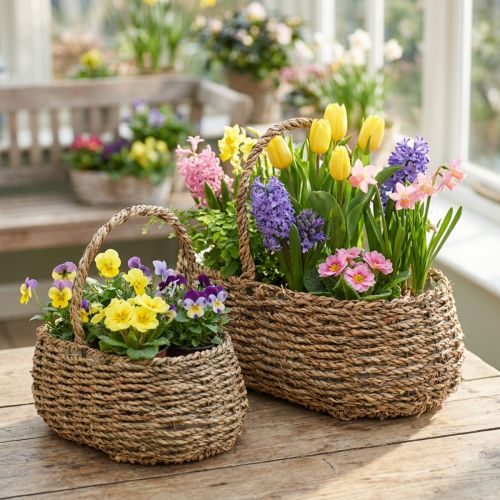 Növénykosár fogantyús kosár virágkosár L23/35cm 2 db-os készlet | Floristik24.hu