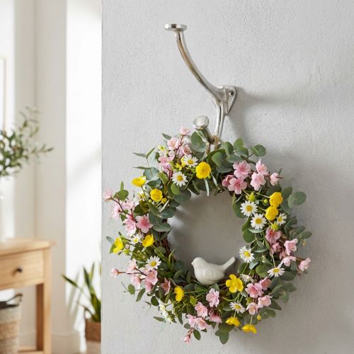 Fali horog vintage megjelenés ezüst fém dekorációs horog H22cm | Floristik24.hu