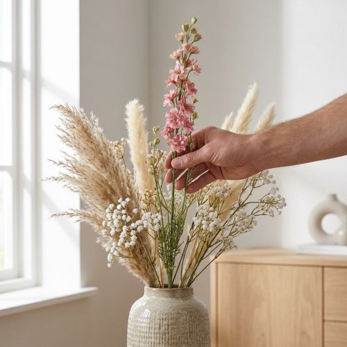 Szárított (mesterséges) szarkaláb rózsaszín szarkaláb, díszváza 64cm 25g | Floristik24.hu