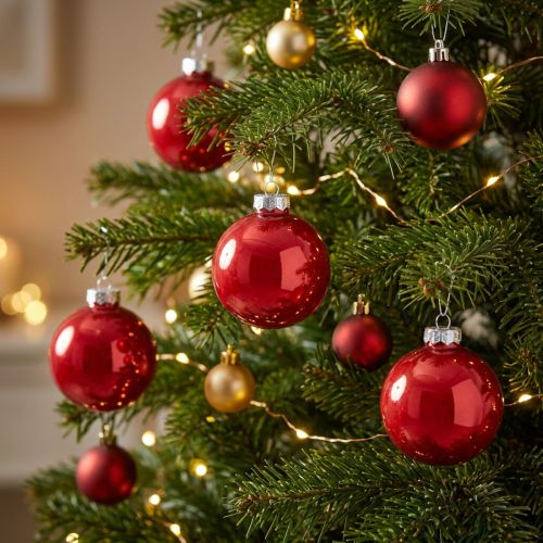 Piros karácsonyi gömbdíszek, üvegfenyő gömbdíszek, fényes, Ø6cm, 24 darab | Floristik24.hu