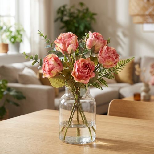tételeket Műrózsa Rózsaszín dekoratív rózsák bimbóval L44cm 4 db