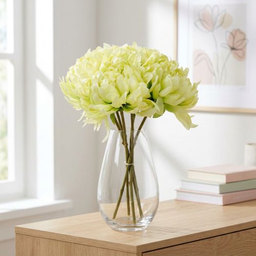 Krizantém csokor műkrém, sárga 28cm 6db | Floristik24.hu