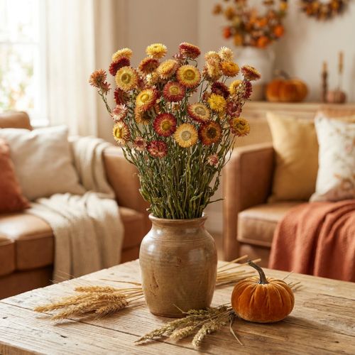 tételeket Szalmavirág Sárga, Piros szárított Helichrysum szárított virág 50cm 60g