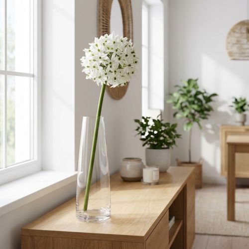 Dekoratív virág Allium, műgömb póréhagyma, díszhagyma fehér Ø20cm L72cm | Floristik24.hu