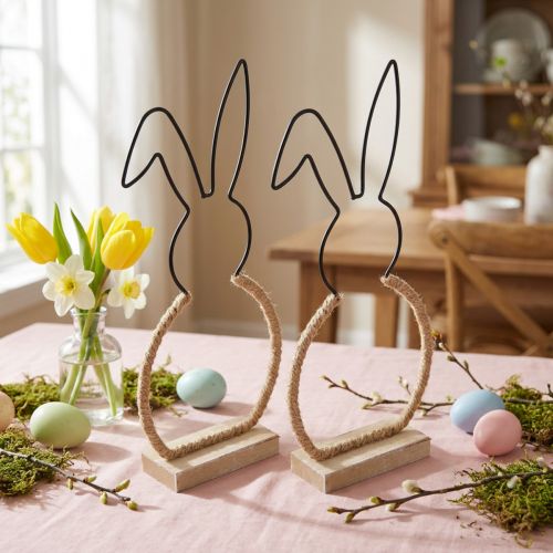 Húsvéti nyuszi asztaldísz Húsvéti drót boho dekoráció 24cm 2db | Floristik24.hu