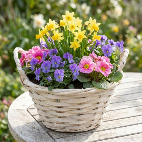 Fogantyús kosár Forgácskosár növénykosár fehérre Ø18cm H12cm | Floristik24.hu