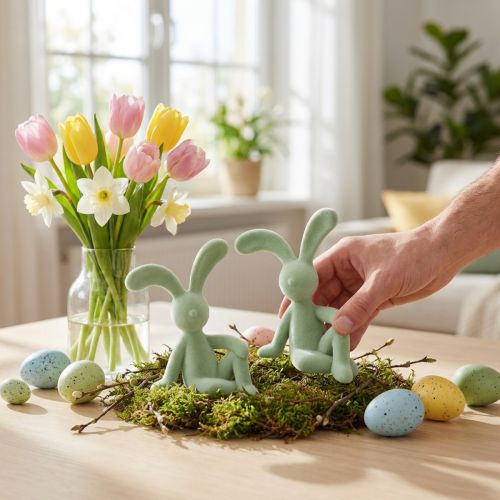 Húsvéti nyuszi dekoratív figura stílusos lakberendezéshez és húsvéti dekorációhoz, 22 cm, 2 darab | Floristik24.hu