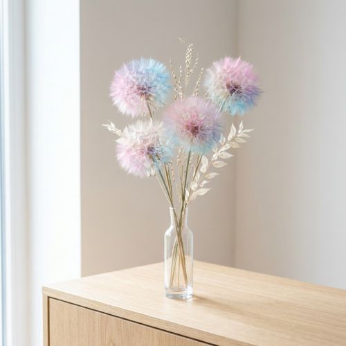 Pitypang dekoráció, szárított virág, stabilizált és festett, finom, tartós, 12 cm, 4 darab | Floristik24.hu