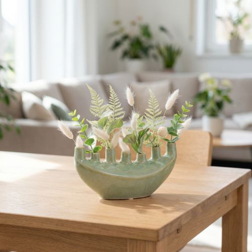 Dekoratív váza csónak kerámia váza világoszöld 23×8,5×11 cm | Floristik24.hu