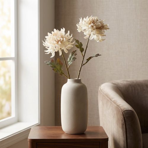 Krizantém mesterséges dekoratív virágok krém L72cm 2db | Floristik24.hu
