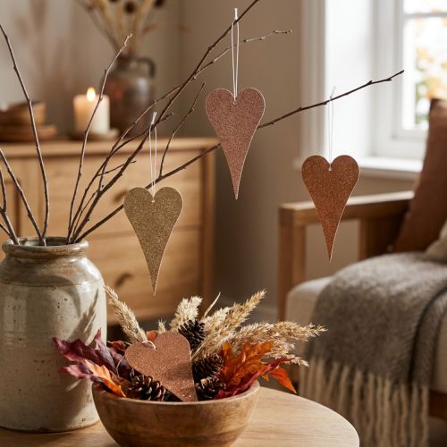 Akasztható deco szívek narancssárga/sárga 10cm 6db | Floristik24.hu