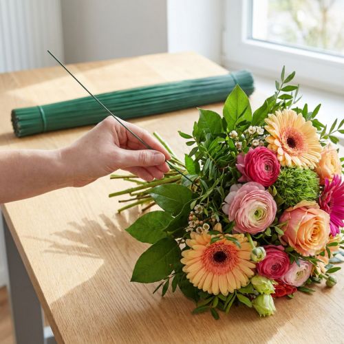 tételeket Gerbera huzal dugaszolható drót virágkötő zöld 0,6/300mm 1kg