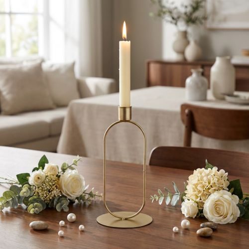 Gyertyatartó Ovális Gyertyatartó Arany Ø10cm H21cm | Floristik24.hu