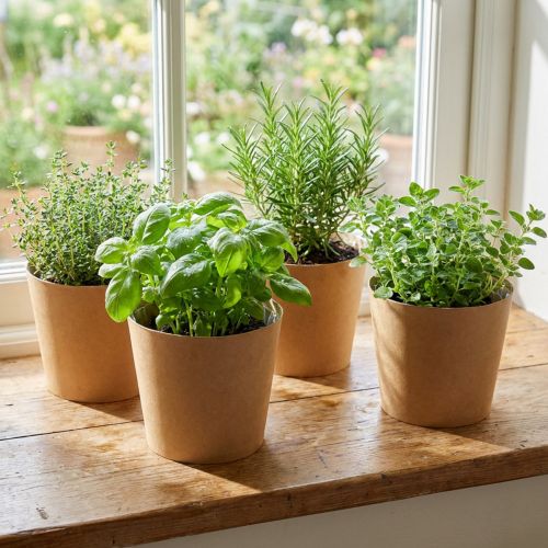 Ültetőgép, virágcserép, papírültető natúr Ø15cm H13cm 4db | Floristik24.hu