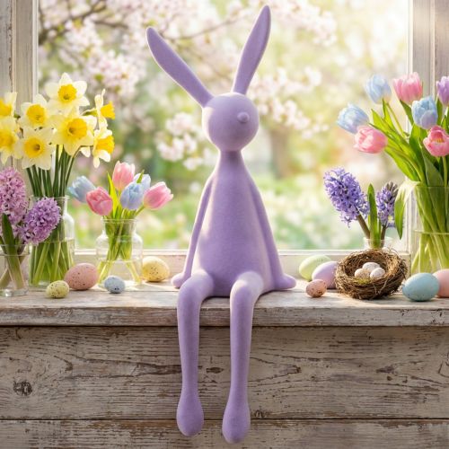 Polcra helyezhető nyúl, úszó, húsvéti nyuszi, lila, 56cm | Floristik24.hu