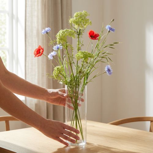 Kapros műnövény hosszú szárú réti virággal zöld fehér 87cm | Floristik24.hu