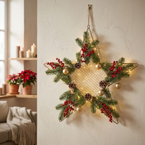 Metal Star Mesh Deco Star Metal Deco Gold Ø57cm | Floristik24.hu