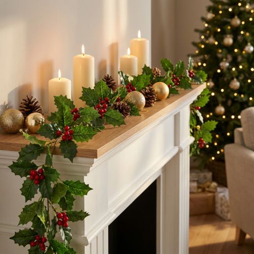 Karácsonyi füzér műmagyal Ilex füzér 160cm | Floristik24.hu