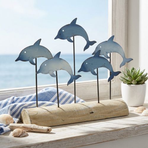 Delfinek készletbe, tengeri dekoráció, tengeri fém dekoráció H24,5cm L32,5cm | Floristik24.hu
