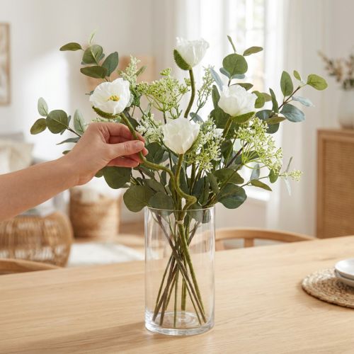 Művirág Műmákos kukorica rózsa fehér L55/60/70cm 3 db-os készlet | Floristik24.hu