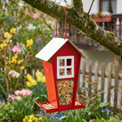 Madáretető Piros-fehér függő madáretető H21cm | Floristik24.hu