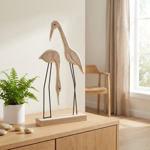 Állvány fa figurás daru pár natúr 27,5×13cm 2 db | Floristik24.hu