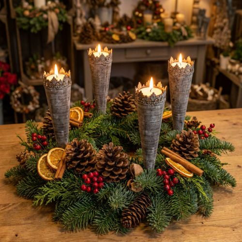 Gyertyatartó tealámpa antik Ø5cm H24cm 4db | Floristik24.hu