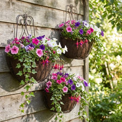 Függő kosárnövények fém rozsda megjelenés H30/33,5/40cm 3 db-os készlet | Floristik24.hu