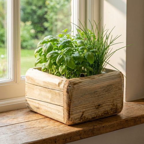 Cserepes növényláda fa virágcserép natúr 15,5×15,5cm | Floristik24.hu