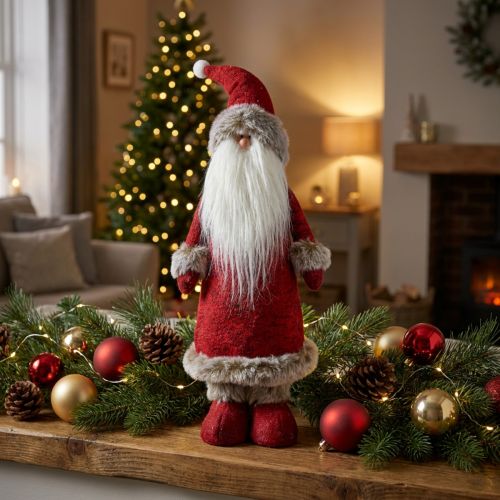 Dekoráció Mikulás álló Dekorációs figura Mikulás Piros H41cm | Floristik24.hu