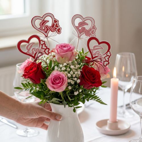 Virágdugó díszdugó „Love” Valentin-nap 25,5cm 16 db | Floristik24.hu