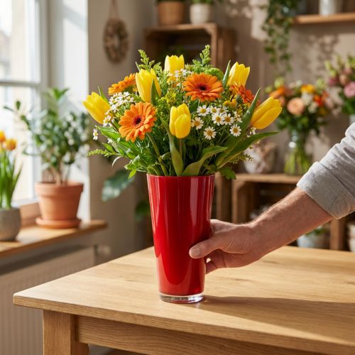 tételeket Váza „Fizzy” Ø13,5cm H20cm piros 1 db