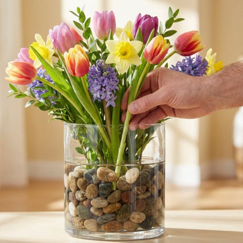 River Pebbles Natural Light and Dark 3-6cm 1kg | Floristik24.hu