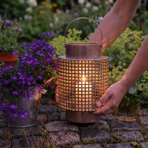 Dekoratív lámpás lámpás fém fogantyús rózsával Ø18cm H29cm | Floristik24.hu