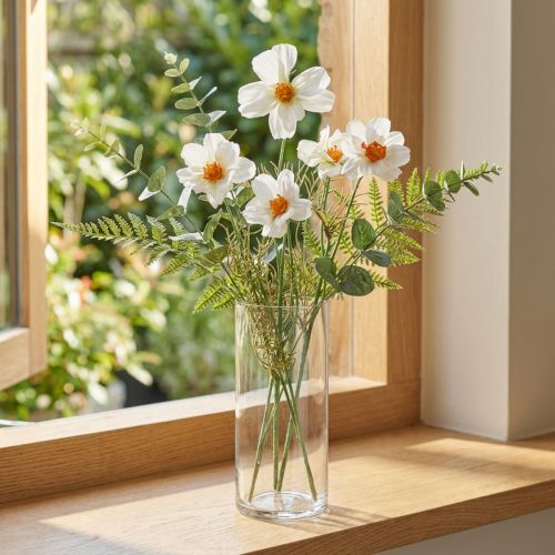 Művirágok Cosmea fehér selyemvirágok H51cm 3 db | Floristik24.hu