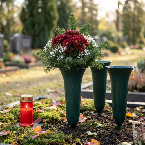 tételeket Sírváza sötétzöld 36cm 5db