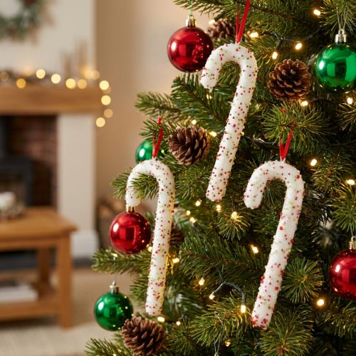tételeket Karácsonyi Cukorpálca Dekoráció Függő Fehér Színű 20 cm 6 Darabos Szett
