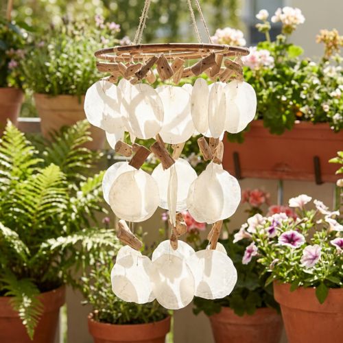 Szélcsengő Capiz kagylódísz Ø30cm H80cm | Floristik24.hu
