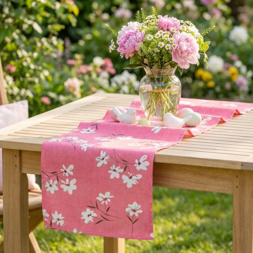 Dekoratív textil virágok rózsaszín 30cm x 3m | Floristik24.hu