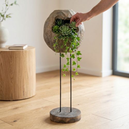 Dekoratív szobor növénylabda paulownia fából H68cm | Floristik24.hu