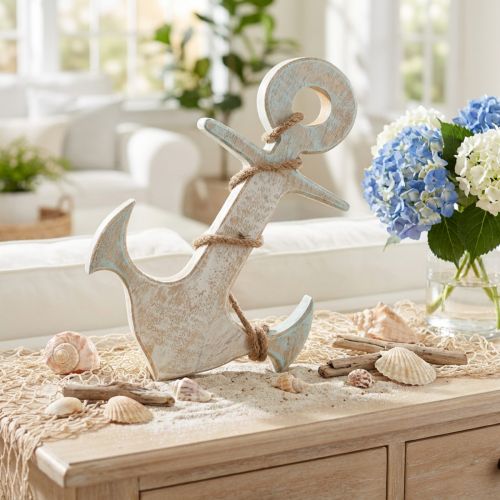 tételeket Anchor Deco Wood Maritime Deco White Blue 24,5cmx14,5cm