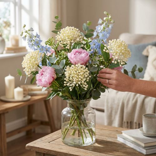 Hortenzia bimbó ág 55cm krém 6db | Floristik24.hu
