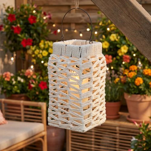 tételeket Függőlámpás, nyári dekoráció, makramé M35.5cm Sz19cm