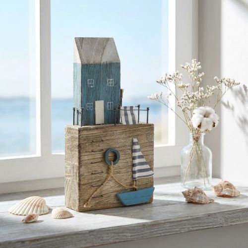 tételeket Tengeri fa dekorációs kikötő sétány Shabby Chic H25,5cm