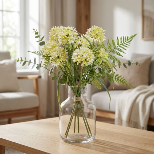 Művirág fehér allium díszítésű díszhagyma 34cm 3db csokorban | Floristik24.hu